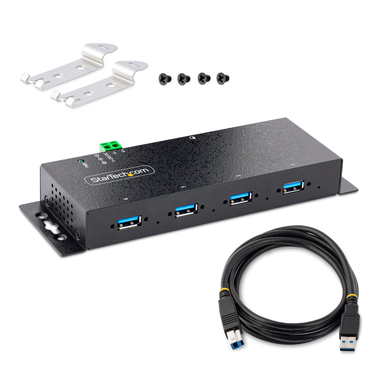 StarTech 4-Port Industrial USB 3.0 Hub - 5Gbps, ESD and surge protection - Robust metal housing