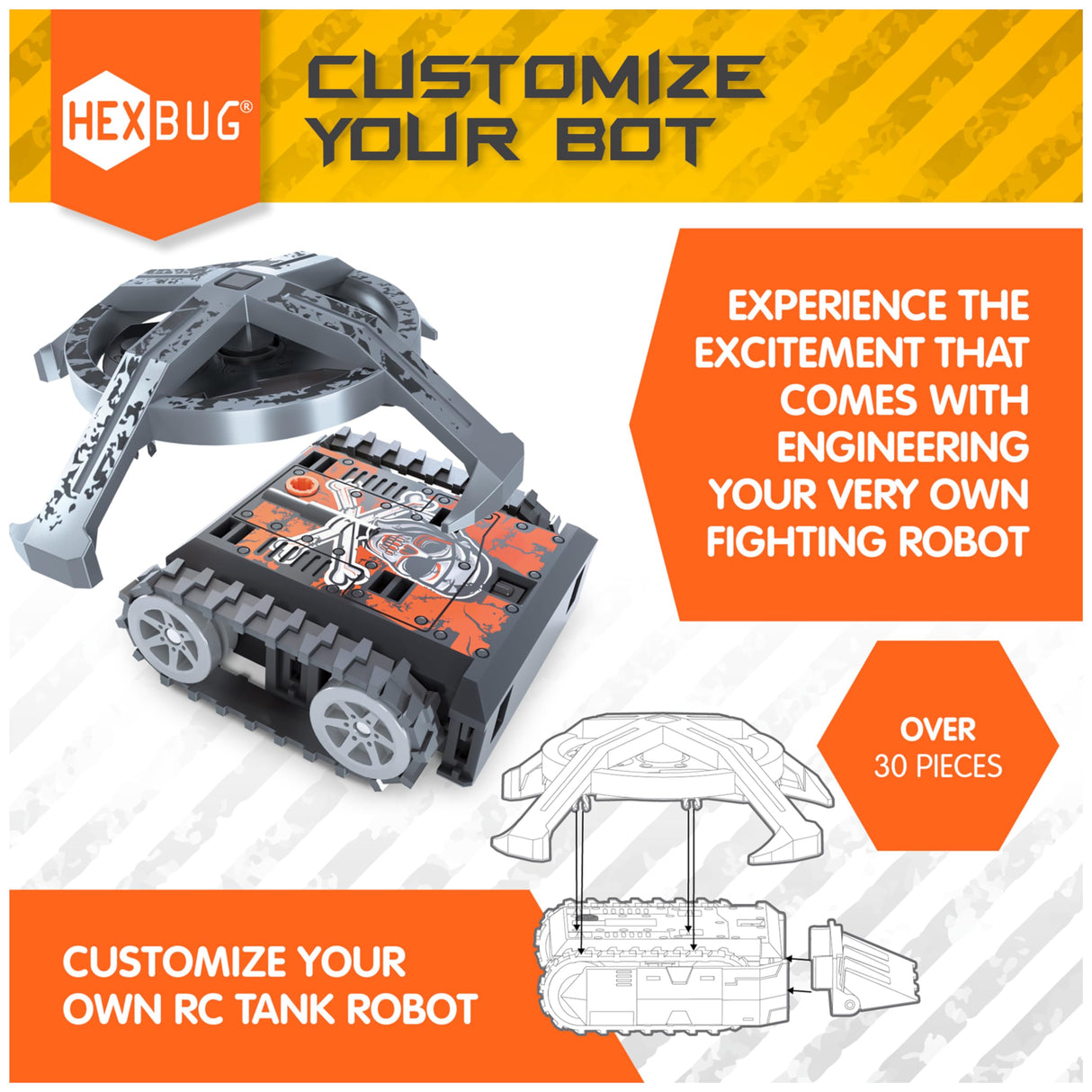HEXBUG BattleBots Arena MAX, Juguetes Robot de Control Remoto para niños con más de 30 Piezas, Juguetes Stem para niños y niñas de 8 años en adelante, baterías Incluidas