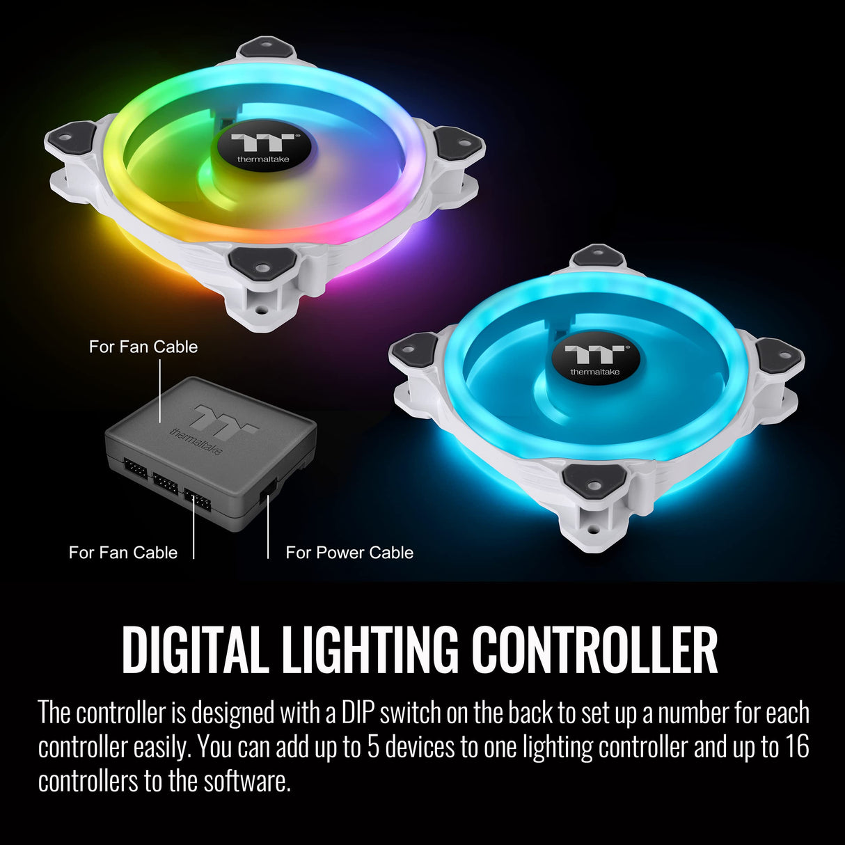 Thermaltake Riing Trio 12 RGB White TT Premium Edition - Paquete de 3, 120 mm, 3 anillos LED independientes de 16.8 millones de colores, con 30 LED direccionables, ventilador de caja/radiador,