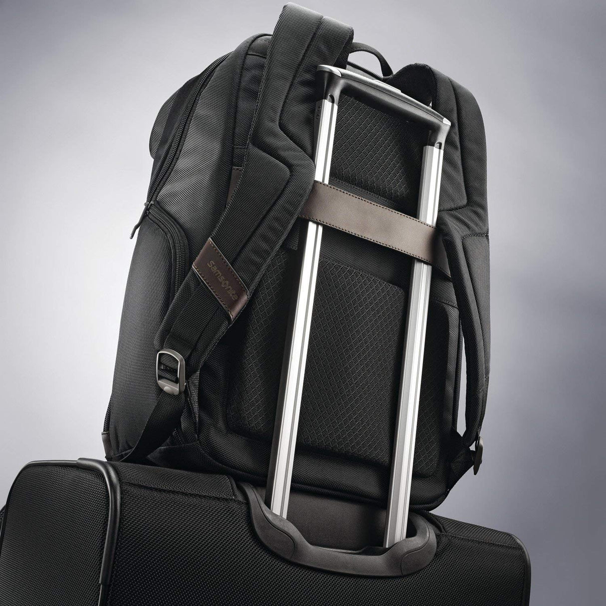 Samsonite Kombi - Mochila de negocios, Negro/Marrón, 17.5 x 12 x 7-Inch, Kombi - Mochila de negocios