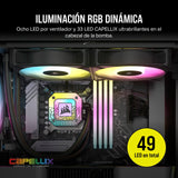Corsair iCUE H100i RGB ELITE Refrigeración líquida de CPU (16 LED RGB dinámicos, Ventiladores AF ELITE Series FDB de 120 mm, Radiador de 240 mm, Zócalos LGA 1700, 1200, 115X, 2066 y AM4) Negro