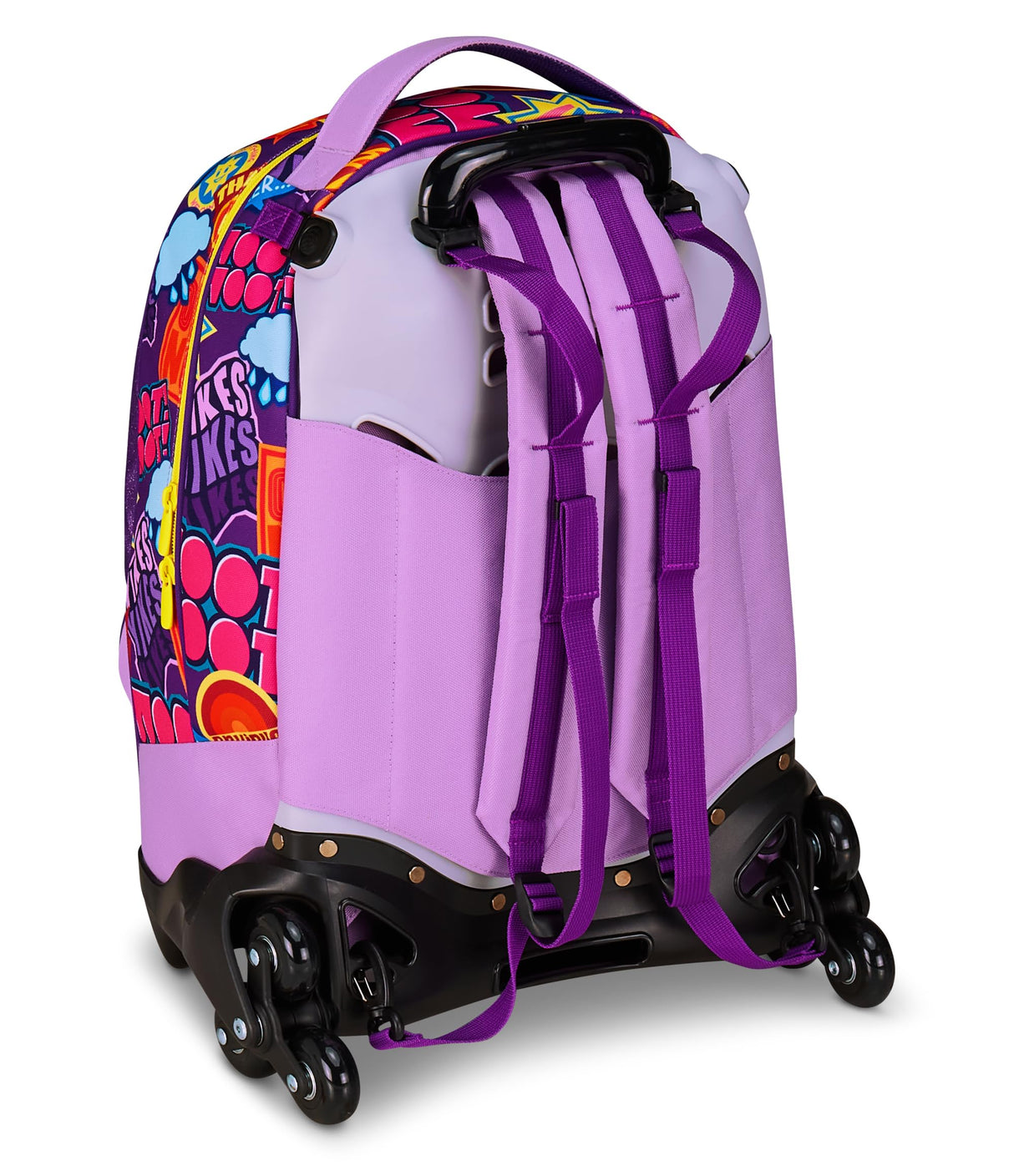 Seven Inside Out 2 Trolley Escuela Jack 3 Ruedas, Violeta, 3 en 1, Mochila Triple Uso con Carro Desenganchable, 33 L, Escuela Primaria, Niña