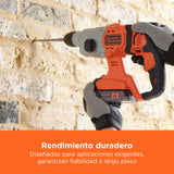 BLACK+DECKER Taladro percutor SDS-Plus a batería 18V, baterías de iones de litio 2,5Ah, potente energía de impacto 1,2J, caja del kit, BCD900E2K-QW