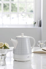 LACOR 69289 - Hervidor de Agua de cerámica Gala Grey, Blanco/Azul, 1L