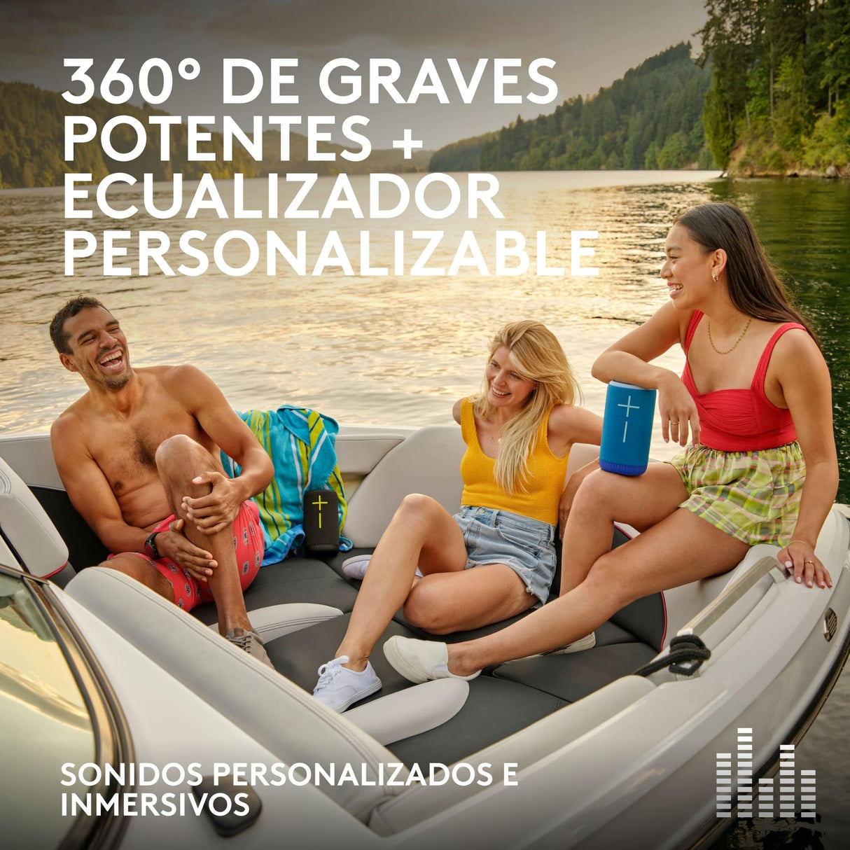 Ultimate Ears EVERBOOM, Altavoz Bluetooth portátil inalámbrico, Graves potentes, Sonido inmersivo de 360 Grados, Impermeable IP67, Flota, 20 Horas de batería, Radio de acción 55m - Azul