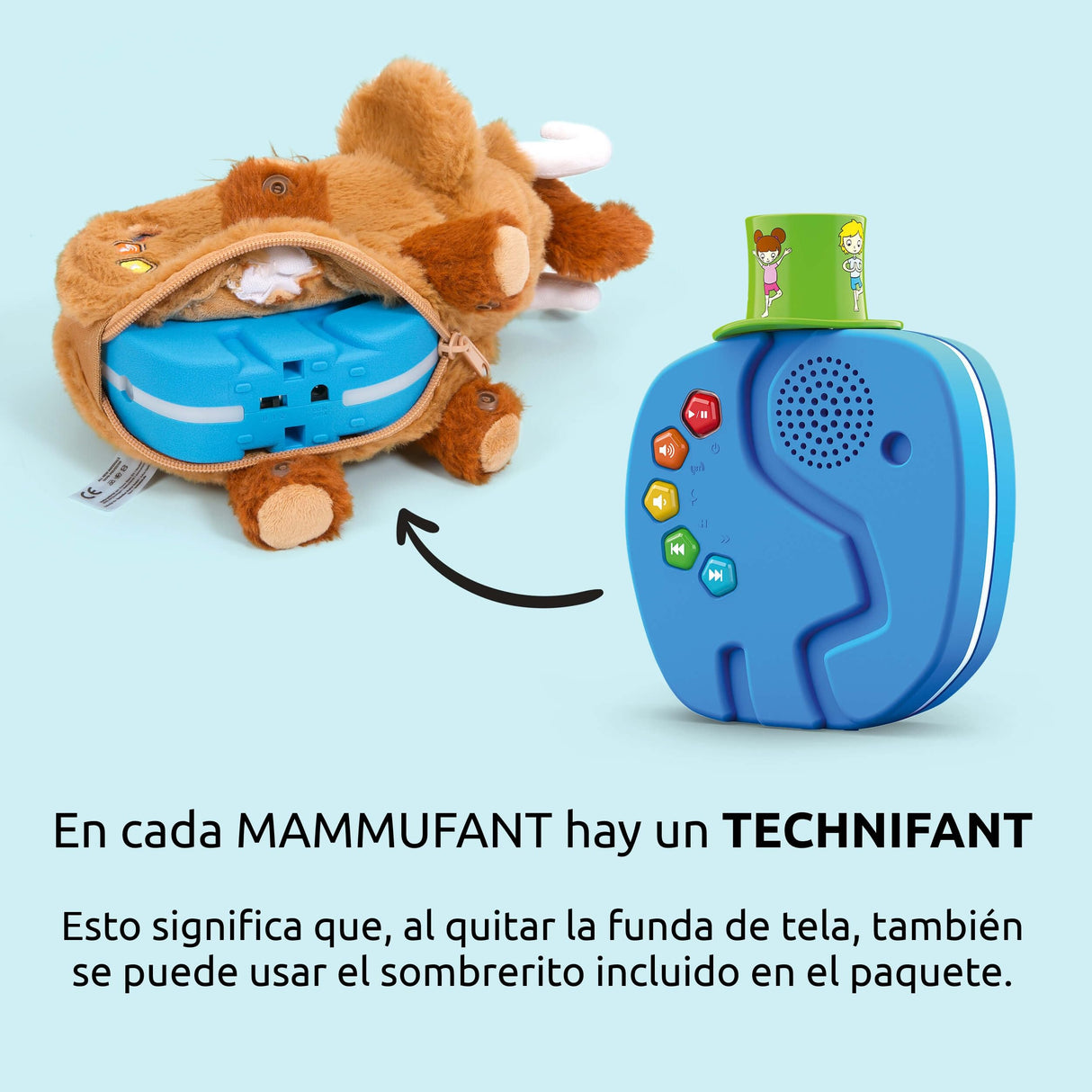 TechniSat Matti el MAMMUFANT - Altavoz Bluetooth con luz Nocturna para niños (Reproductor de Audio, Concha para MP3 y batería Potente)