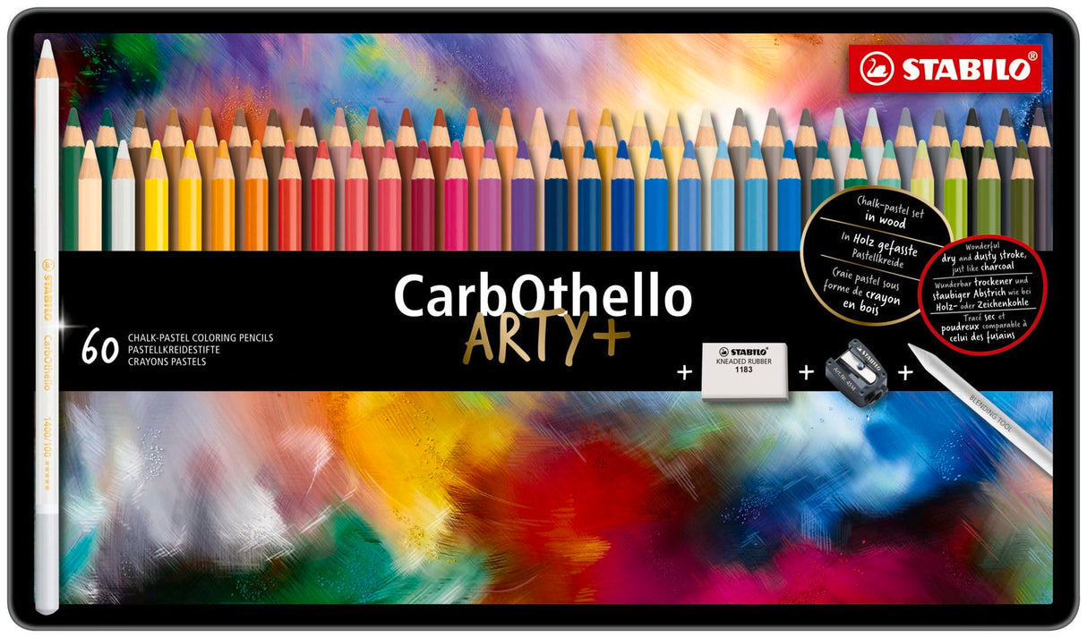 Lápiz de color tiza-pastel STABILO CarbOthello - Caja de metal con 60 colores