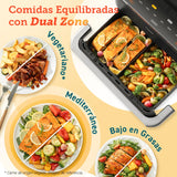 Cosori Freidora de Aire Grande-True Acero Inox-4 Resistencias Dual Blaze TwinFry 10 L-Flexible Doble Cesta Air Fryer 2800 W- Smart WIFI Control– 66 % Eficiencia Energética-6 en 1-Máx 10 Personas