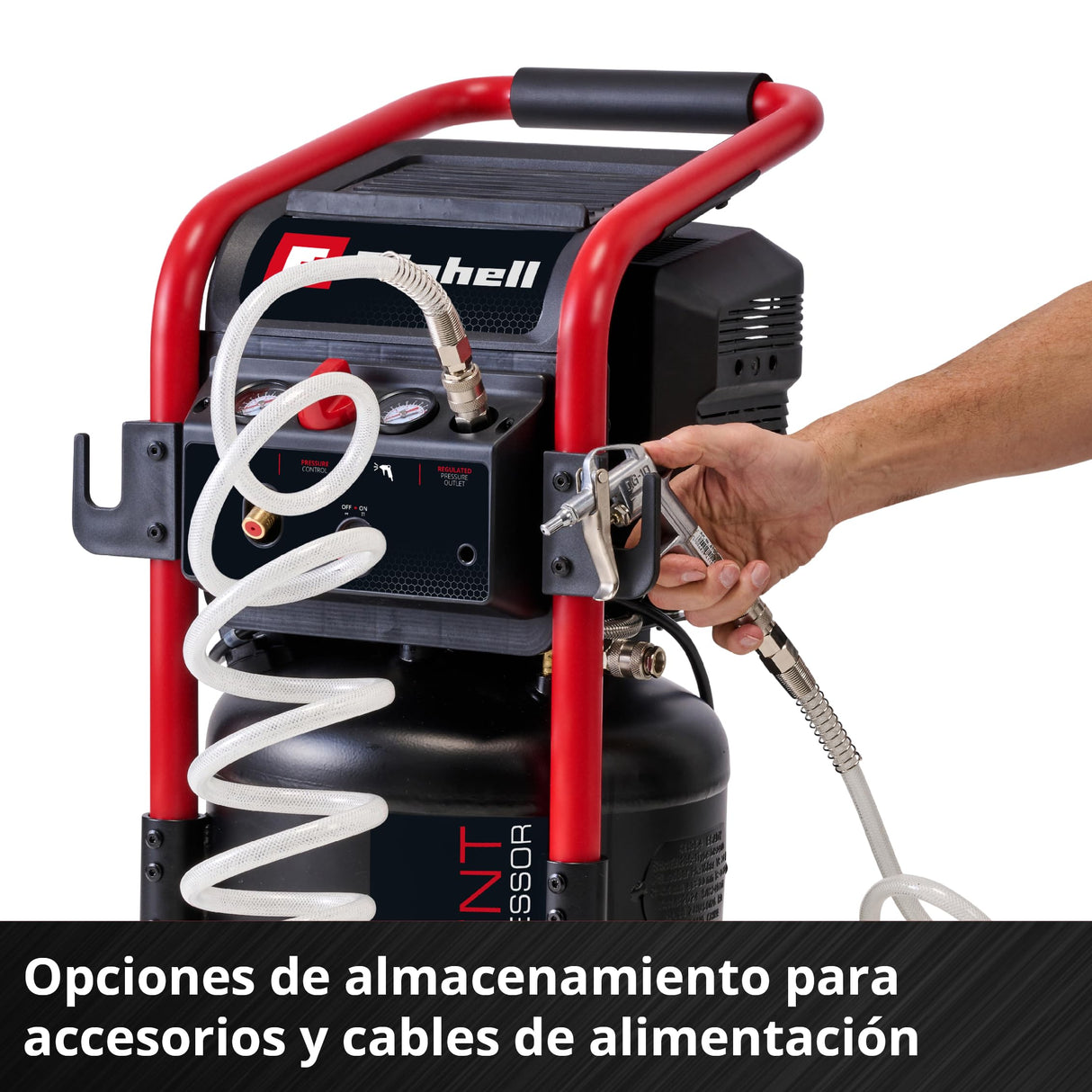 Einhell Compresor TE-AC 240/24 Silent (1500 W, máx. 10 bar, depósito 24 l, sin aceite, potencia de aspiración 240 l/min, compresor silencioso 70 dB, 2 manómetros, reductor de presión)