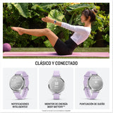 Garmin Lily 2 Active, Reloj Inteligente con GPS, Diseño Elegante, Datos de Salud y Forma Física, Pantalla Táctil, Notificaciones Inteligentes, Autonomía hasta 9 días, Plata con Correa Morada