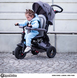 HyperMotion Triciclo Infantil 3 en 1 - Coche para Bebé con Asiento Giratorio y Cubierta de Lluvia - Triciclo Evolutivo 12 Meses a 5 Años, Plegable, Ruedas Bombeadas, 25kg, Gris