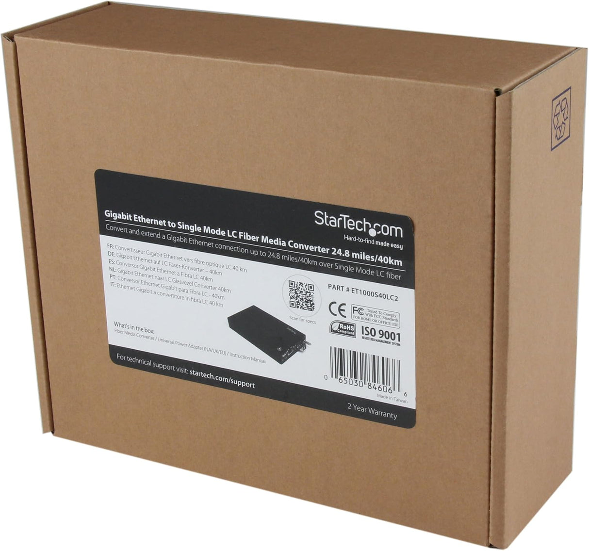 StarTech.com ET1000S40LC2 - Gigabit Ethernet Media Converter 1Gbps to Multi Mode Fiber Connector, Black