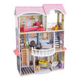 KidKraft Casa de muñecas de Madera Magnolia Mansion para muñecas con Muebles y Accesorios incluidos, Casita de Juguete con Ascensor y balcón, 3 Niveles de Juego, Juguetes niños y niñas 3 años (65907)