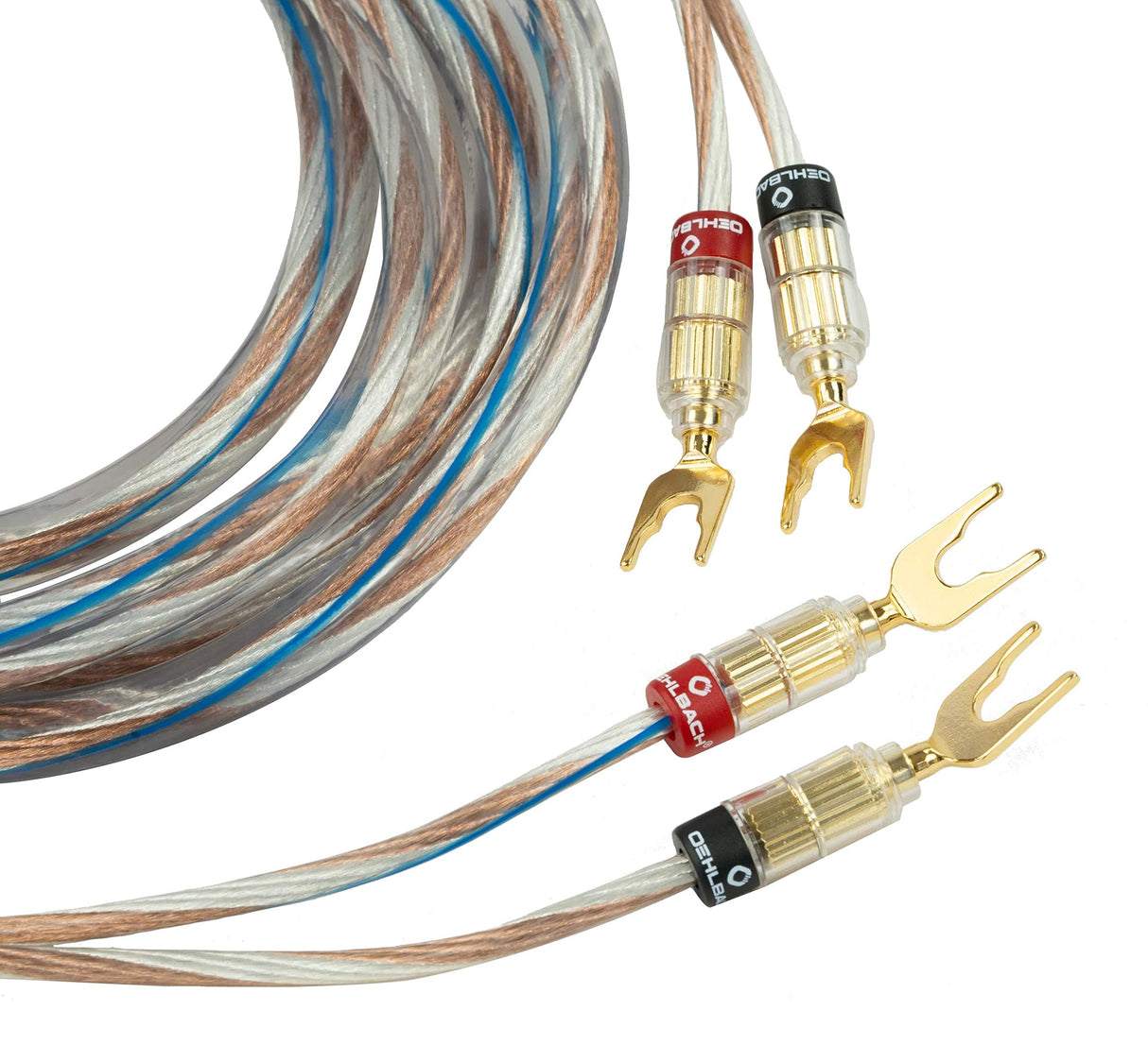 Oehlbach Twin Mix Two - Cable para altavoz (2 cables de 6 mm², con conectores de terminal, 5 m), color plateado y transparente