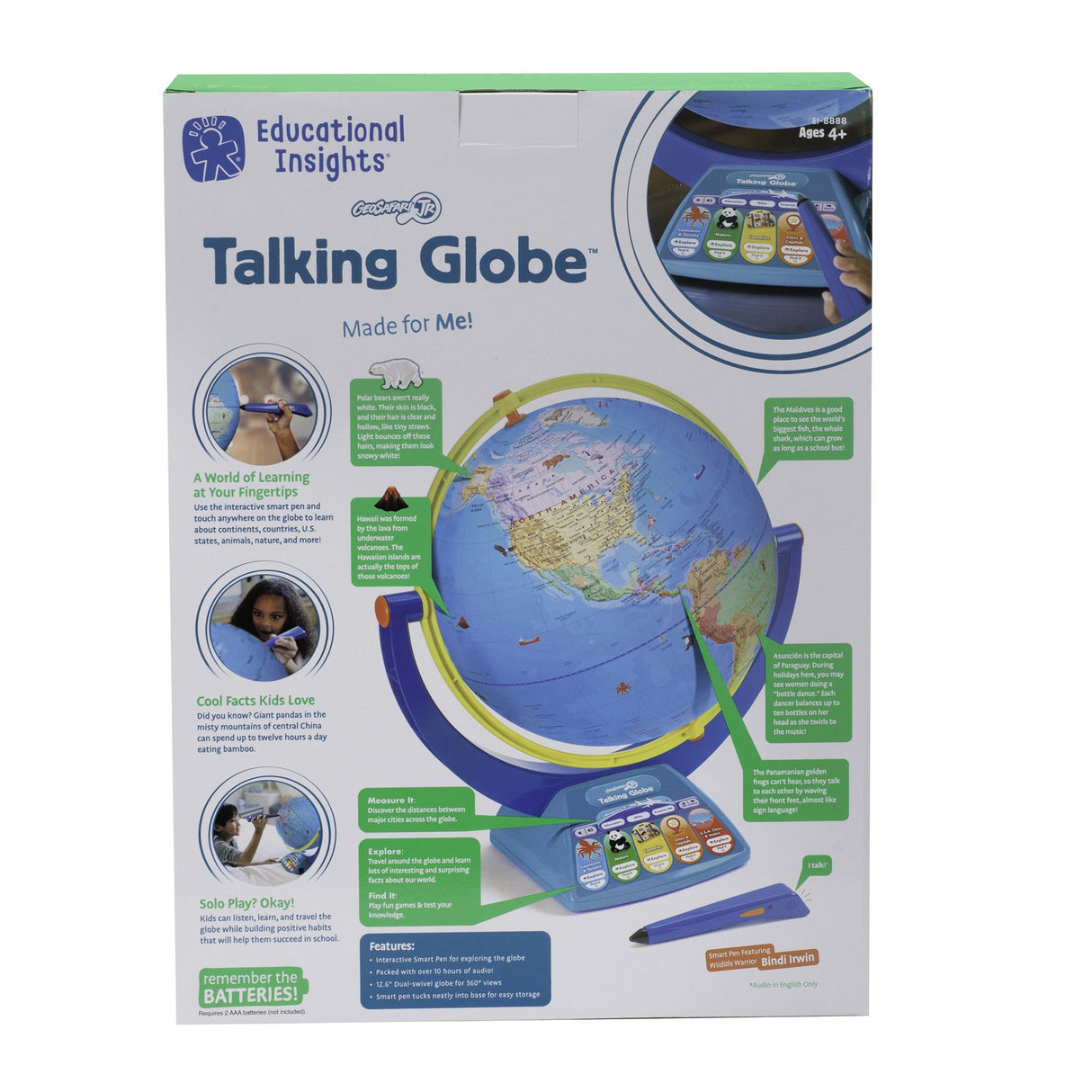 Learning Resources- Globo terráqueo Que Habla de GeoSafari Jr, Color Azul (EI-8888)