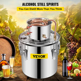 VEVOR Destilador de Alcohol de Agua 19 L Kit de Destilación con Bomba de Circulación, Tubo de Cobre para Alambique de Alcohol con Termómetro Incorporado para Whisky, Alcohol DIY, Acero Inoxidable