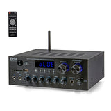 Pyle Amplificador de Audio, para el hogar, Estudio, 300W, Bluetooth, Estereo, 2 Canales, Sistema de Audio MP3, USB, SD, AUX, RCA, Microfono, Audiofonos, FM, LED