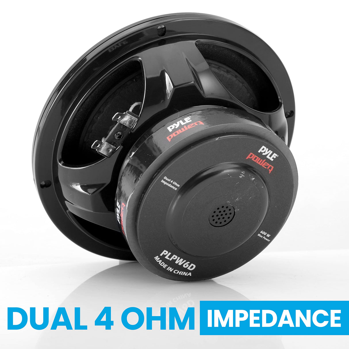 Pyle Altavoz de Audio, 600V, Coche, Subwoofer, Cono de Papel no prensado de 6.5”, Cesta de plastico Negro, Bovina movil Doble, Impedancia de 4 Ohm, Estereo