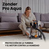 Zeegma ZONDER Pro Aqua Aspirador en seco y húmedo 1400 W, para Alfombras Coche Tapicería Escaleras, Depósito de Agua Limpia de 4 L, Juego de Filtros y Boquillas de Lavado