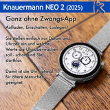 Knauermann Neo 2 (2025) - Plata Redonda - Reloj de Salud Smartwatch - ECG - Función HRV - Bluetooth BT - Apnea del Sueño - Presión Arterial - Pulsera de Piel de Vaca Rosa, Durchmesser: 40mm; Dicke: