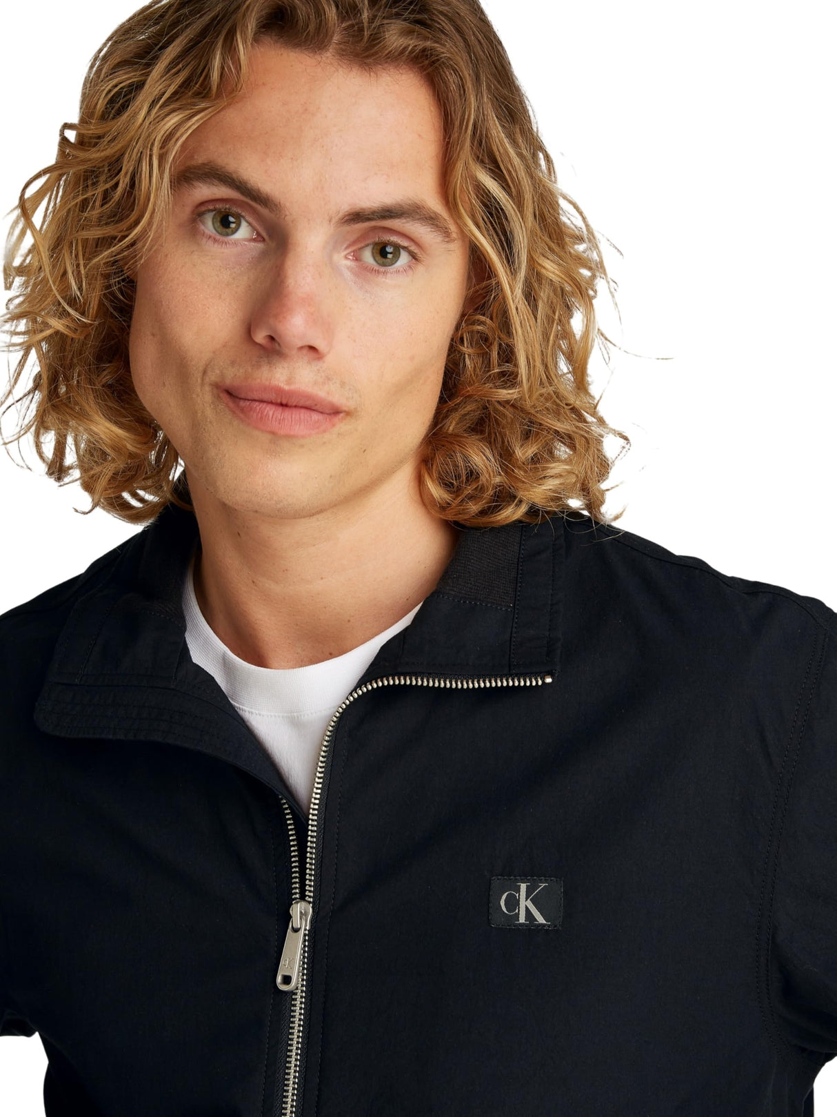 Calvin Klein Cortavientos Hombre Crisp Cotton Harrington ligero, Negro (Ck Black), XXL