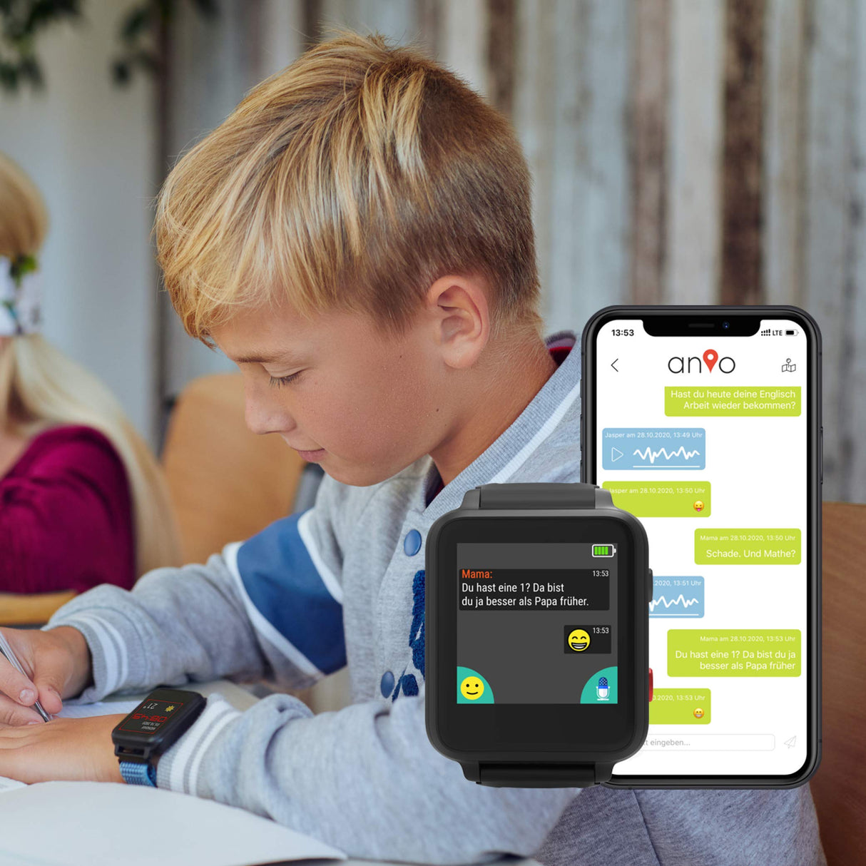 ANIO 5 (Azul): Reloj de teléfono para niños, Llamadas, Mensajes, Modo Escolar, función SOS, GPS, podómetro, la ubicación se Puede Apagar, Cumple con GDPR, Servidor y aplicación Fabricados en Alemania