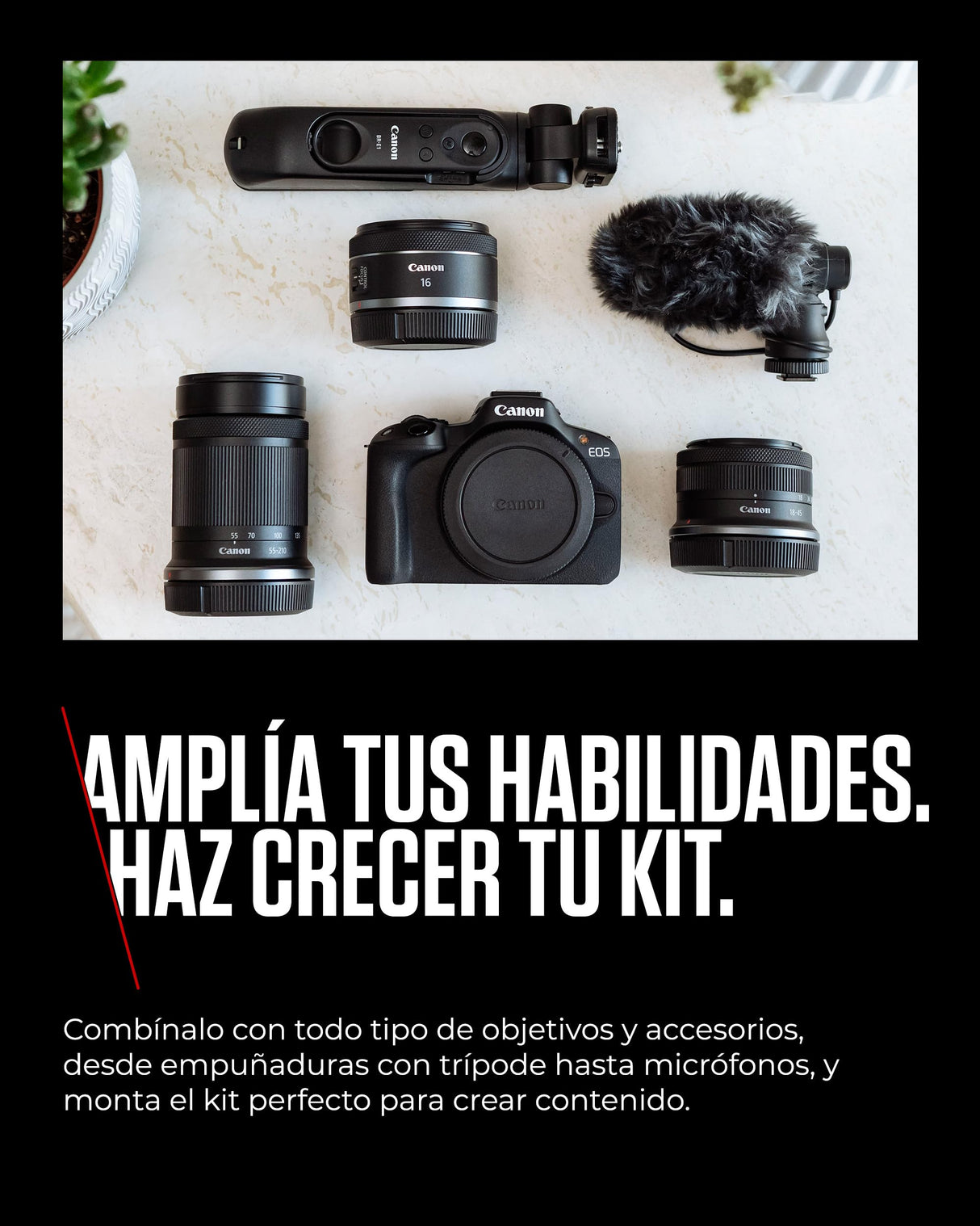Canon EOS R50 Cuerpo Cámara Mirrorless + Objetivo RF-S 18-45 mm + RF 75-300mm Kit Doble Zoom -4 EV, Vídeo 4K 30 fps, Dual Pixel CMOS AF II, Pantalla Táctil de Ángulo Variable, Negro