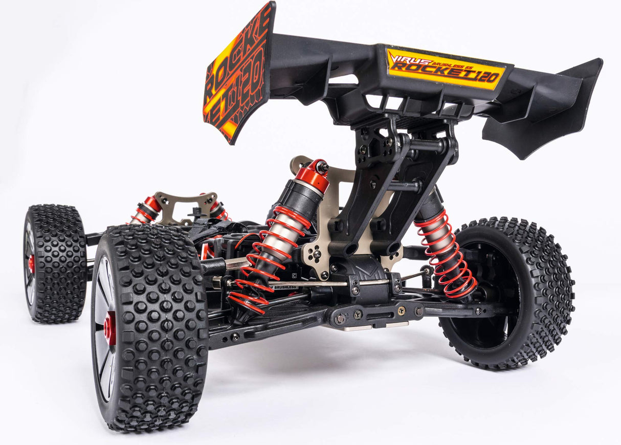 Carson 500409072 1:8 Virus Rocket 120 6S 2.4G 100% RTR - Coche teledirigido, Velocidad hasta 120 km/h, Incluye Pilas y Mando a Distancia, 4 WD, a Prueba de Salpicaduras, Color Amarillo y Negro