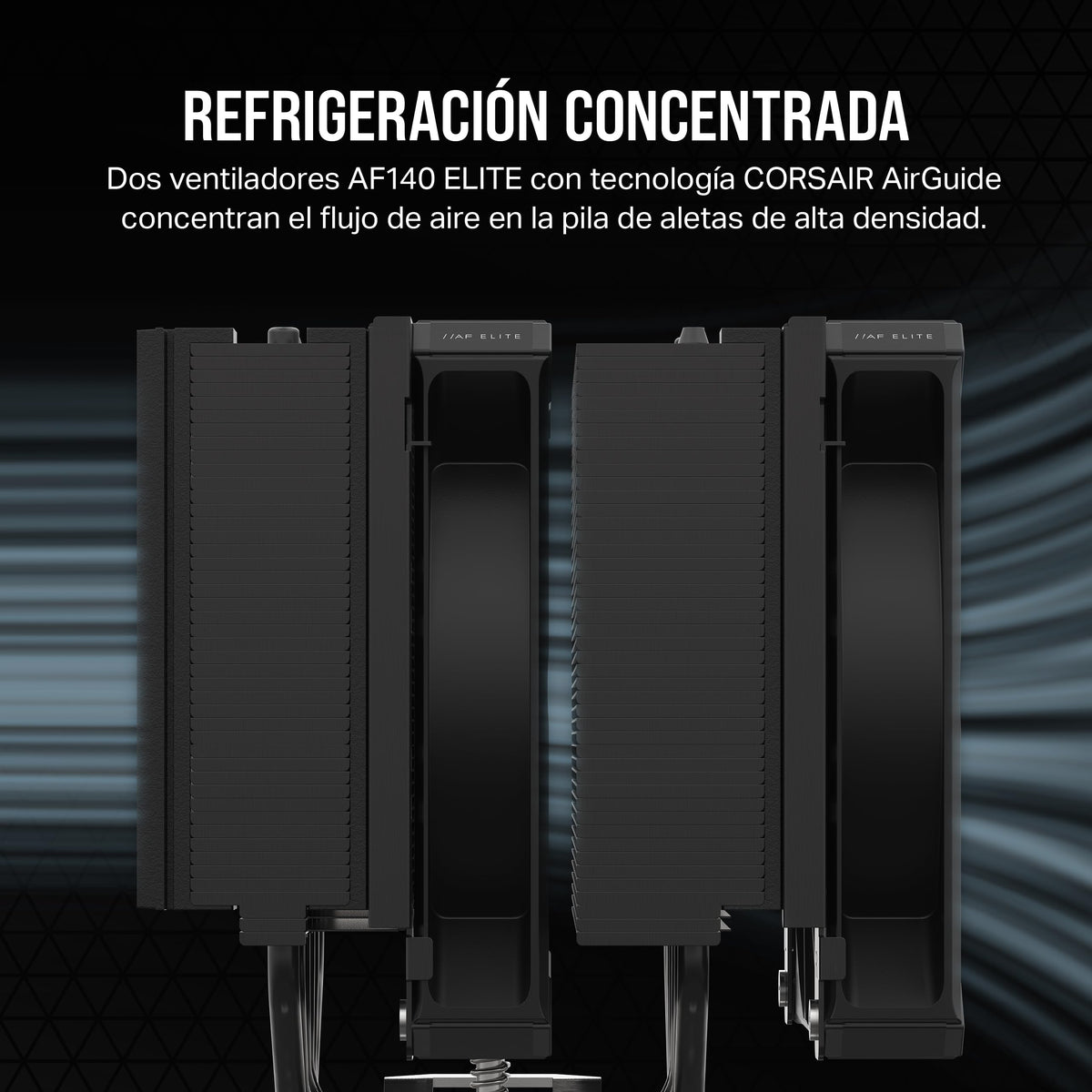 CORSAIR A115 Torre de Alto Rendimiento para CPU - Enfría hasta 270W TDP - Montaje de Ventilador Deslizante y de Bloqueo - Dos Ventiladores Corsair AF140 Elite - Pasta Térmica Preaplicada - Negro