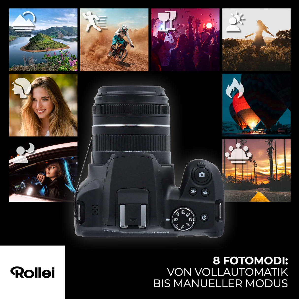 Rollei Powerflex10X - Zoom óptico 10x, 8 Modos de Foto, hasta 64 MP, Flash Plegable, grabación de vídeo 4K y aplicación para Smartphone