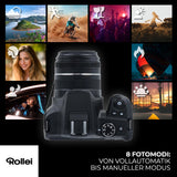 Rollei Powerflex10X - Zoom óptico 10x, 8 Modos de Foto, hasta 64 MP, Flash Plegable, grabación de vídeo 4K y aplicación para Smartphone