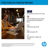 HP OmniBook 7 AI 14" OLED 2K, Ordenador Portátil Intel Core Ultra 7-255H, 32GB RAM, 1TB SSD, Gráficos Intel, Windows 11 Home, Wi-Fi 7, Gris - Teclado QWERTY Español