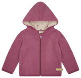 loud + proud Wollfleece mit Kapuze, Gots Zertifiziert Chaqueta de Forro Polar de Lana, Morado, 146-152 para Niñas
