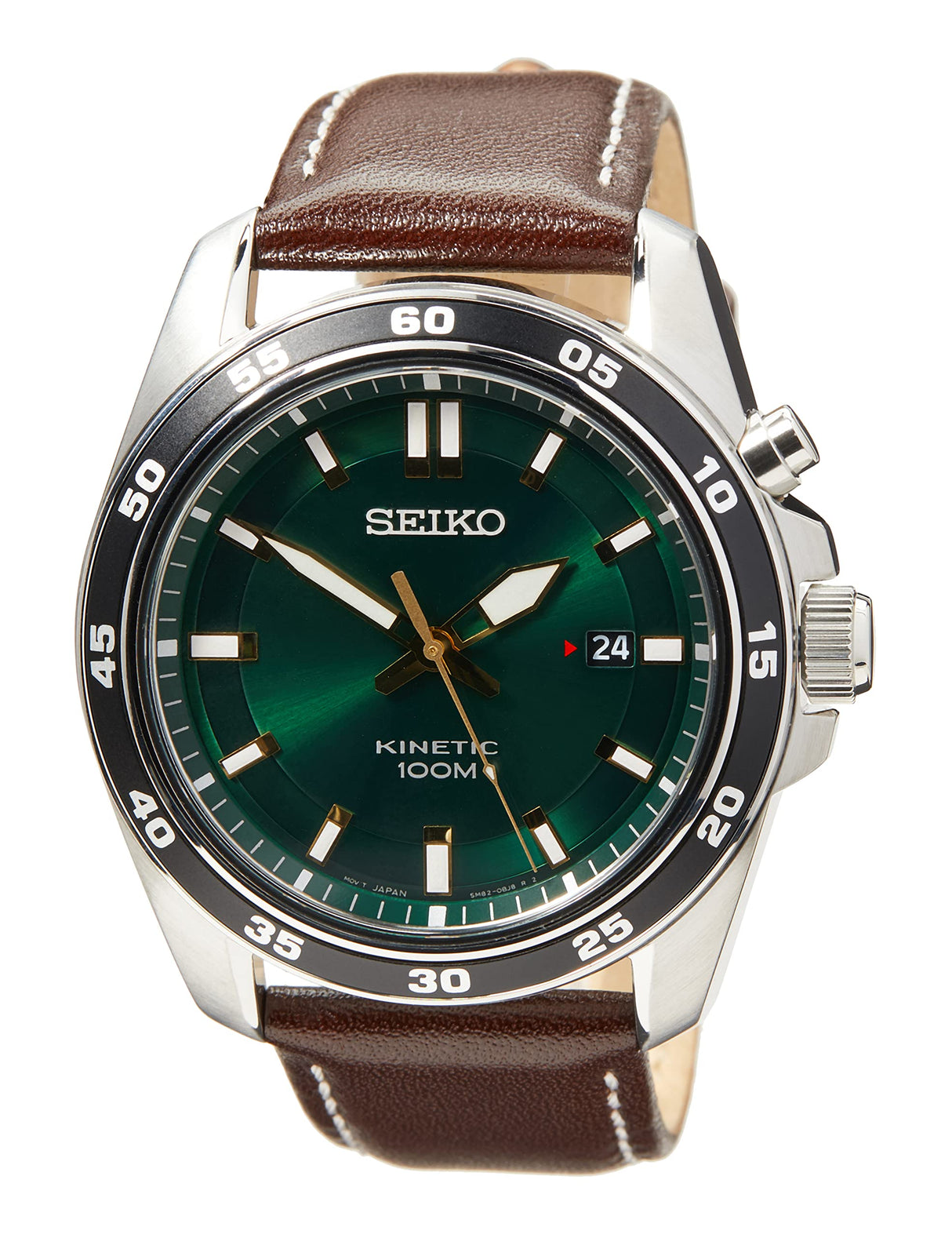 Seiko Reloj Analógico para Hombre de Kinetico con Correa en Cuero SKA791P1