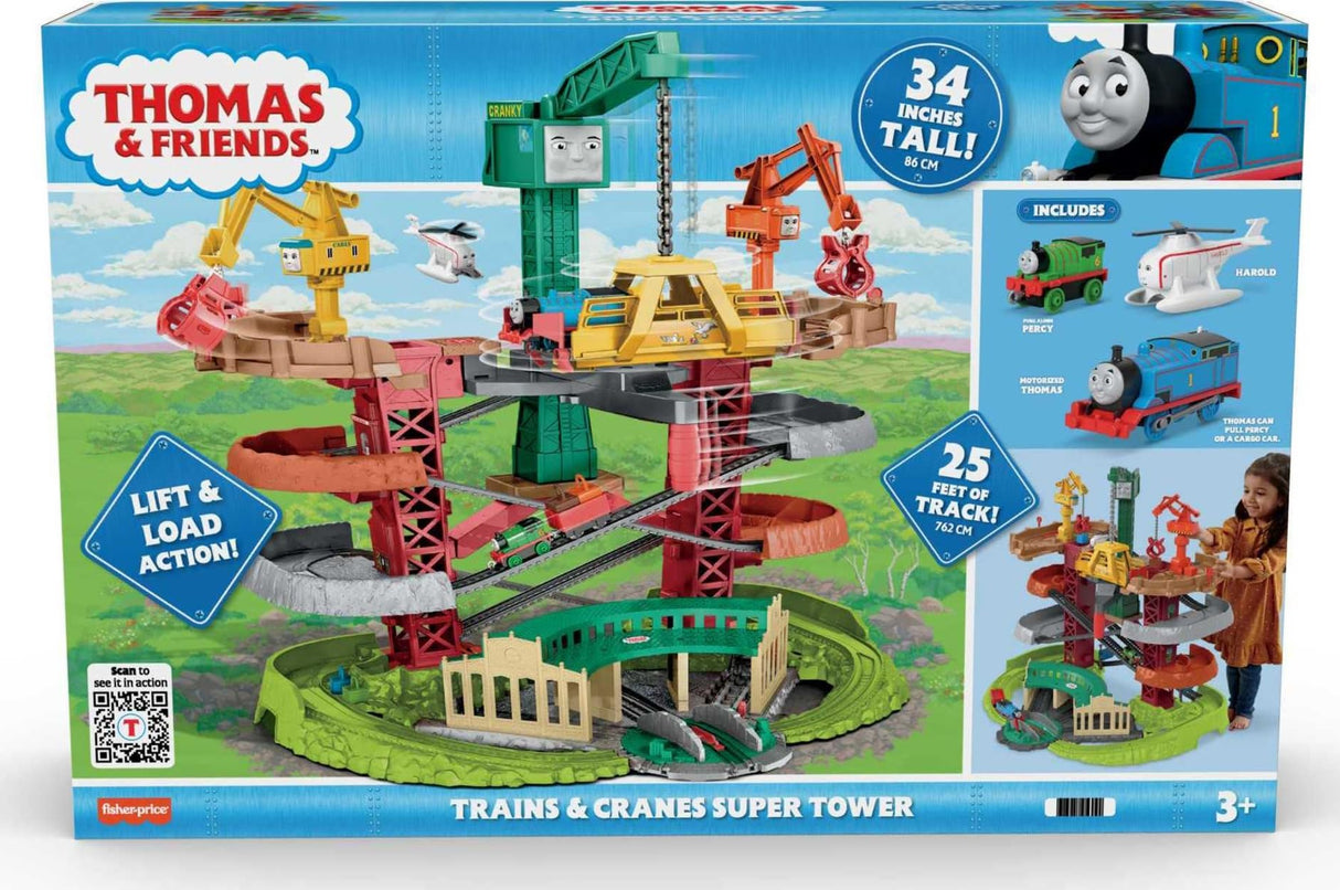 Conjunto de juego motorizado de supertorre de trenes y grúas de Thomas & Friends