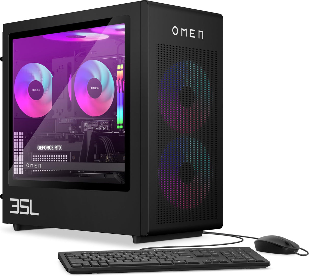 HP Omen GT16-0273ng 35L Gaming Desktop PC, Intel Core i7 i7-14700F, 32GB DDR5-SDRAM SSD de 1 TB, NVIDIA GeForce RTX 4060 Ti, PC Torre, Windows 11 Home, Metal Negro con Marco de Cubierta de Vidrio