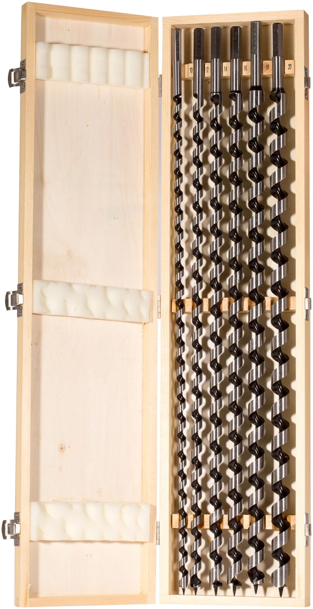 Fischer 551427 Bohrer D-WL Tamaños, 10-20 mm, eje hexagonal y punto de centrado, longitud de 600 mm, juego práctico, 6 brocas de barrena, longitud de 10-20 mm-600 mm, gris