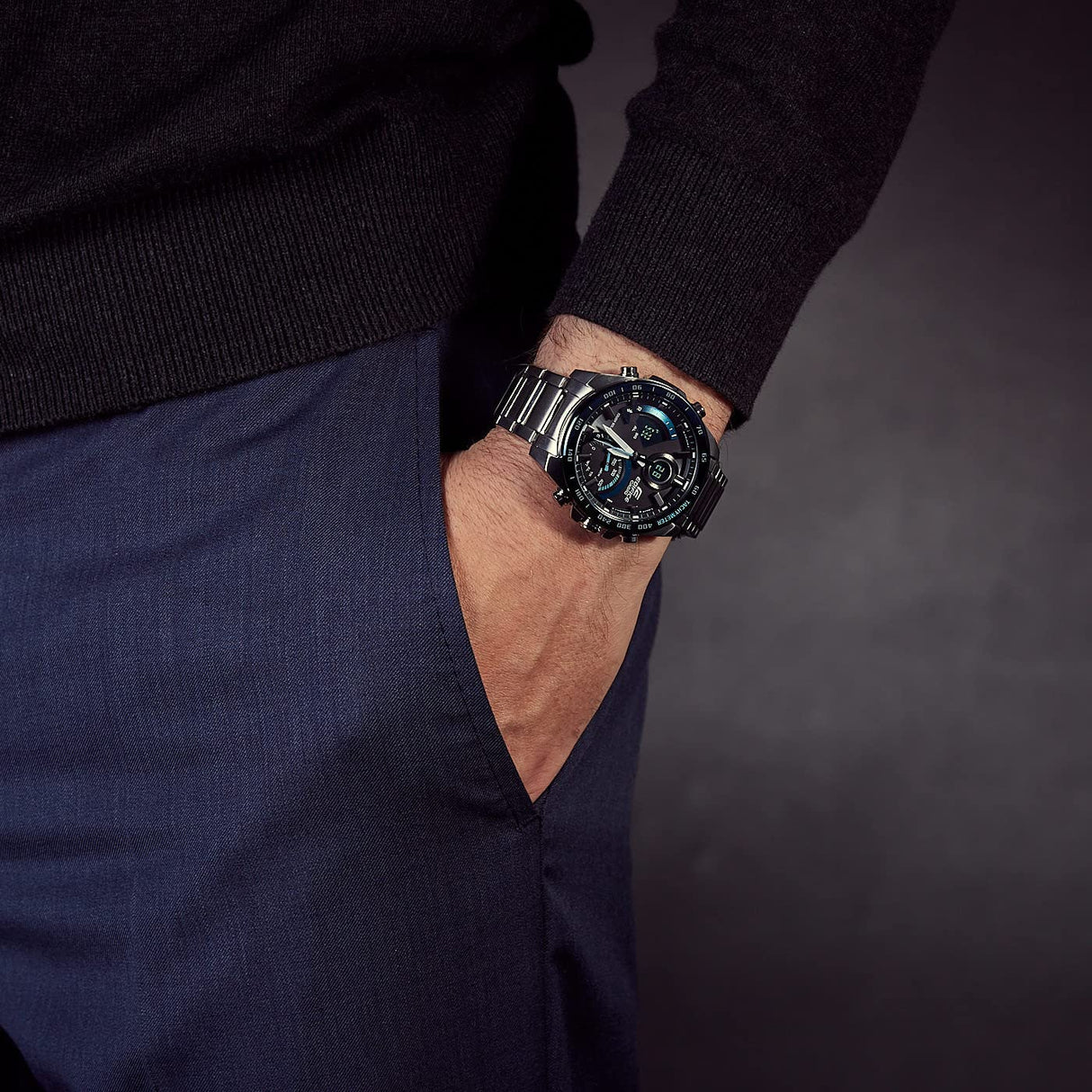 Montre - CASIO - ECB-900DB-1BER - 51,5mm - Solaire - Bluetooth - Étanche 10 bars