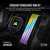 Corsair Vengeance RGB RT 32GB (2x16GB) DDR4 3600MHz C18 Memoria de Sobremesa (Iluminación Dinámica RGB, Optimizado para AMD 300/400/500 Series, Compatible con Intel 300/400/500 Series) Negro
