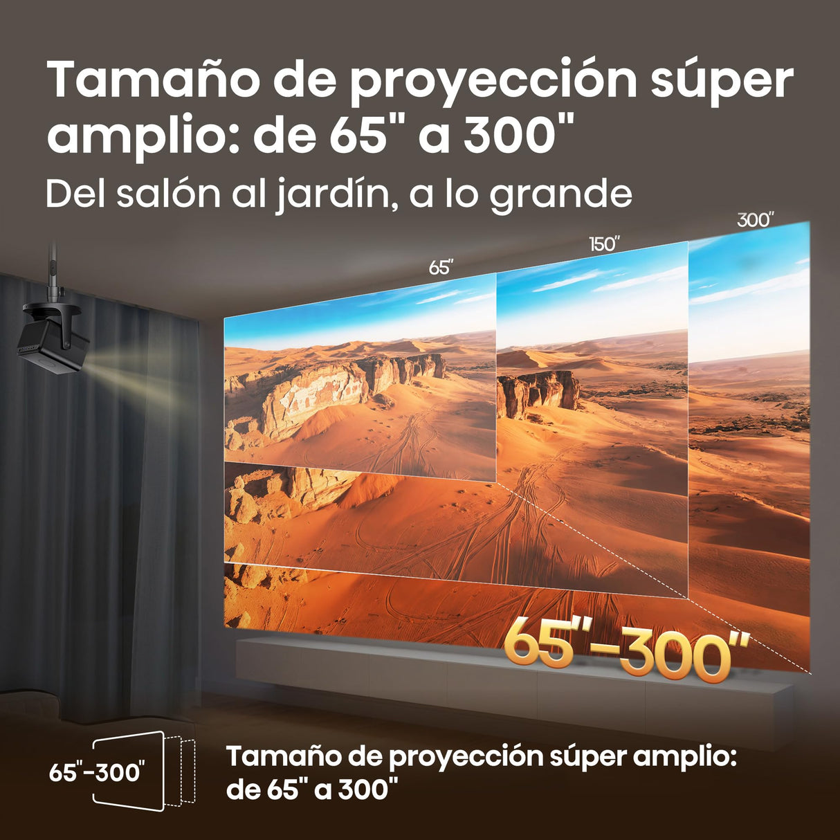 Hisense C3 - Proyector Láser TriChroma UHD 4K hasta 300", Zoom Óptico 1.0-1.3:1, 2500 Lúmenes, Contraste 2000:1, IMAX Enhanced, Dolby Vision, Movimiento 360º Horizontal, y 135º en Vertical