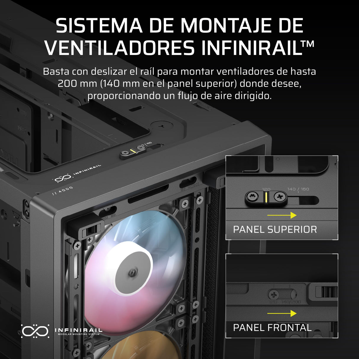 CORSAIR Frame 4000D RS ARGB Caja Modular ATX Mid–Tower para PC – Alto Flujo de Aire, 3 Ventiladores RS ARGB preinstalados, ASUS BTF, MSI Project Zero, Gigabyte Project Stealth – Negro