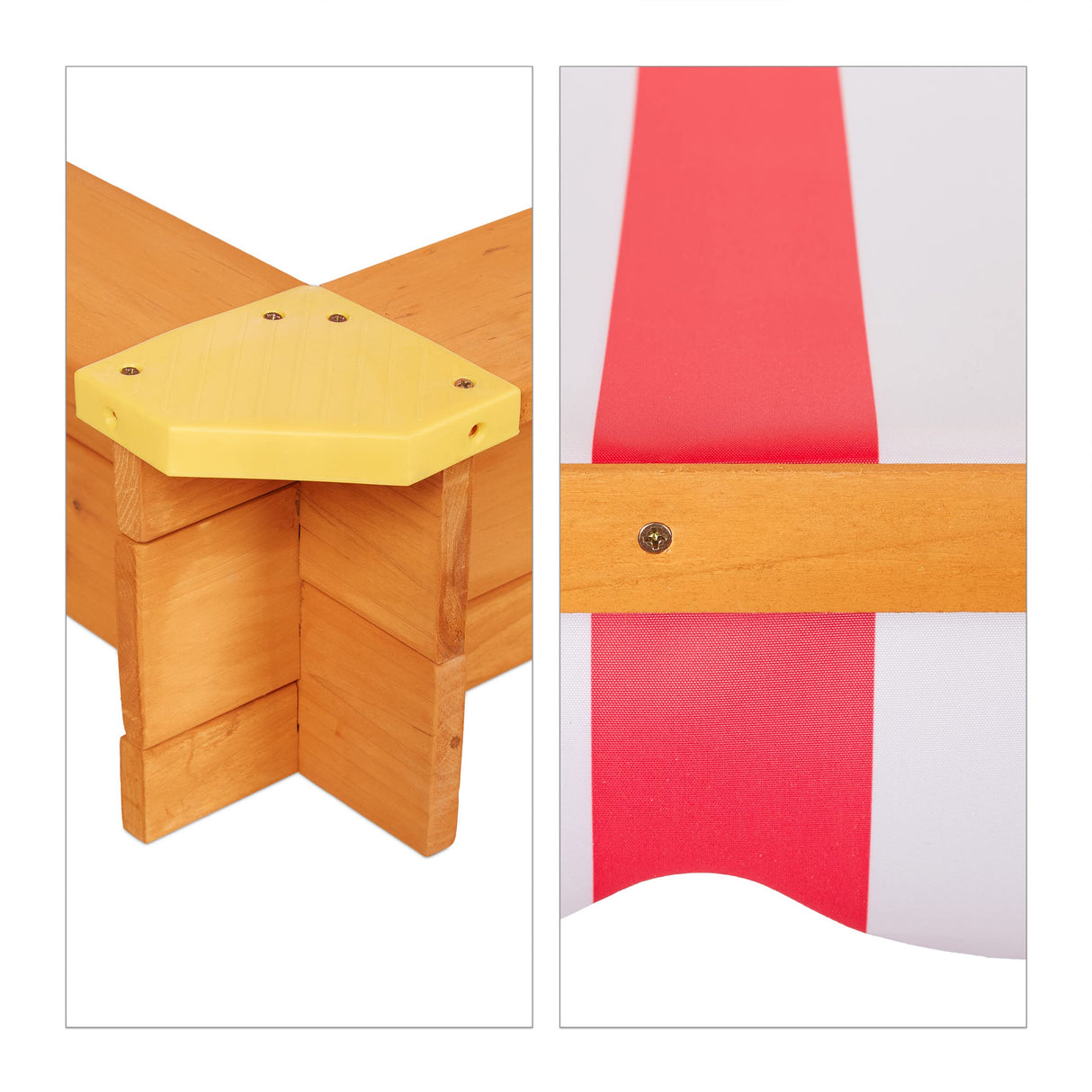 Relaxdays Arenero Niños con Techo Regulable, 117 x 117 x 117 cm, Cajón de Arena con Forro, Madera de Abeto, Natural, Poliéster