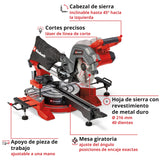 Einhell Sierra de tracción, vaivén e inglete con batería TE-SM 36/8 L Li-Solo Power X-Change (36V, hoja de sierra Ø 216, mesa giratoria, función de tracción, láser de línea de corte, sin batería)