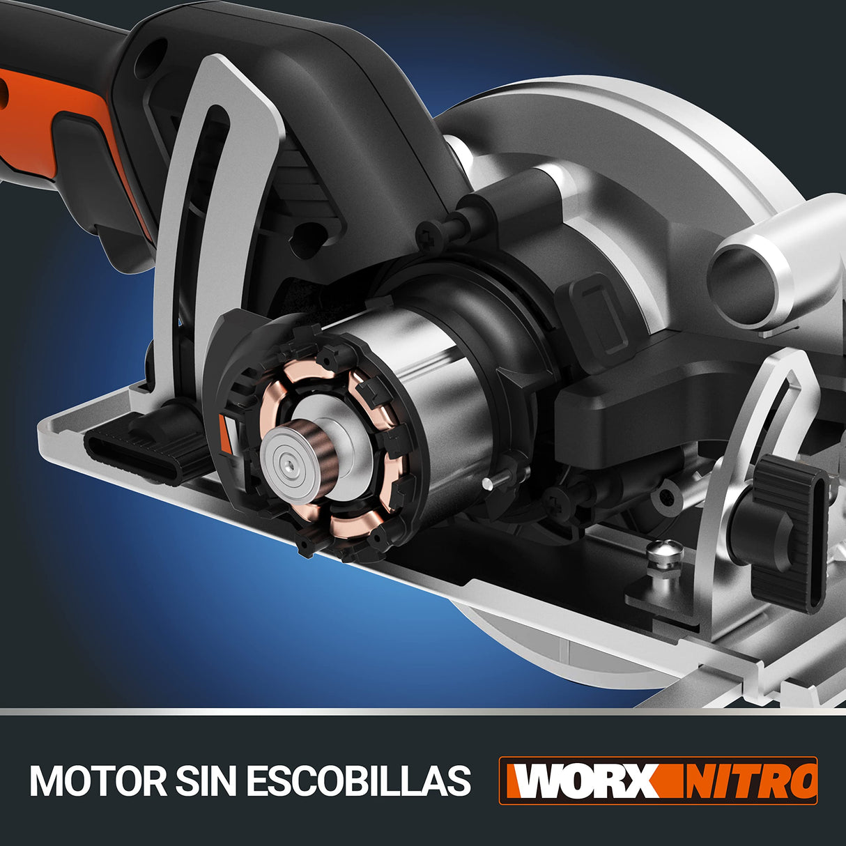 WORX Sierra circular Brushless WORXsaw XL 20V | PowerShare | WX531-1 batería 2Ah | Motor sin escobillas, diseño de cuerpo fino, rápido ajuste de profundidad