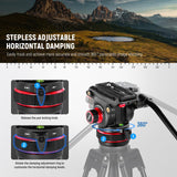NEEWER Cabezal Fluido para Trípode de Video Resistente con Amortiguación, Placa de Liberación Rápida, Compatible con dji RS Gimbals, Mango Ajustable, Base de ⌀75mm, Carga Máxima 10kg, GM006