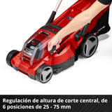 Einhell Cortacésped inalámbrico RASARRO 36/36 Kit Power X-Change (36 V, 36 cm de Ancho de Corte, hasta 400 m², Cesta de 45 L, Altura de Corte de 25-75 mm, Incluye 2 baterías de 3,0 Ah Plus + 2