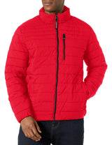 Calvin Klein Full Zip Down Puffer Coat Chaqueta, Rojo Profundo, XL Hombres