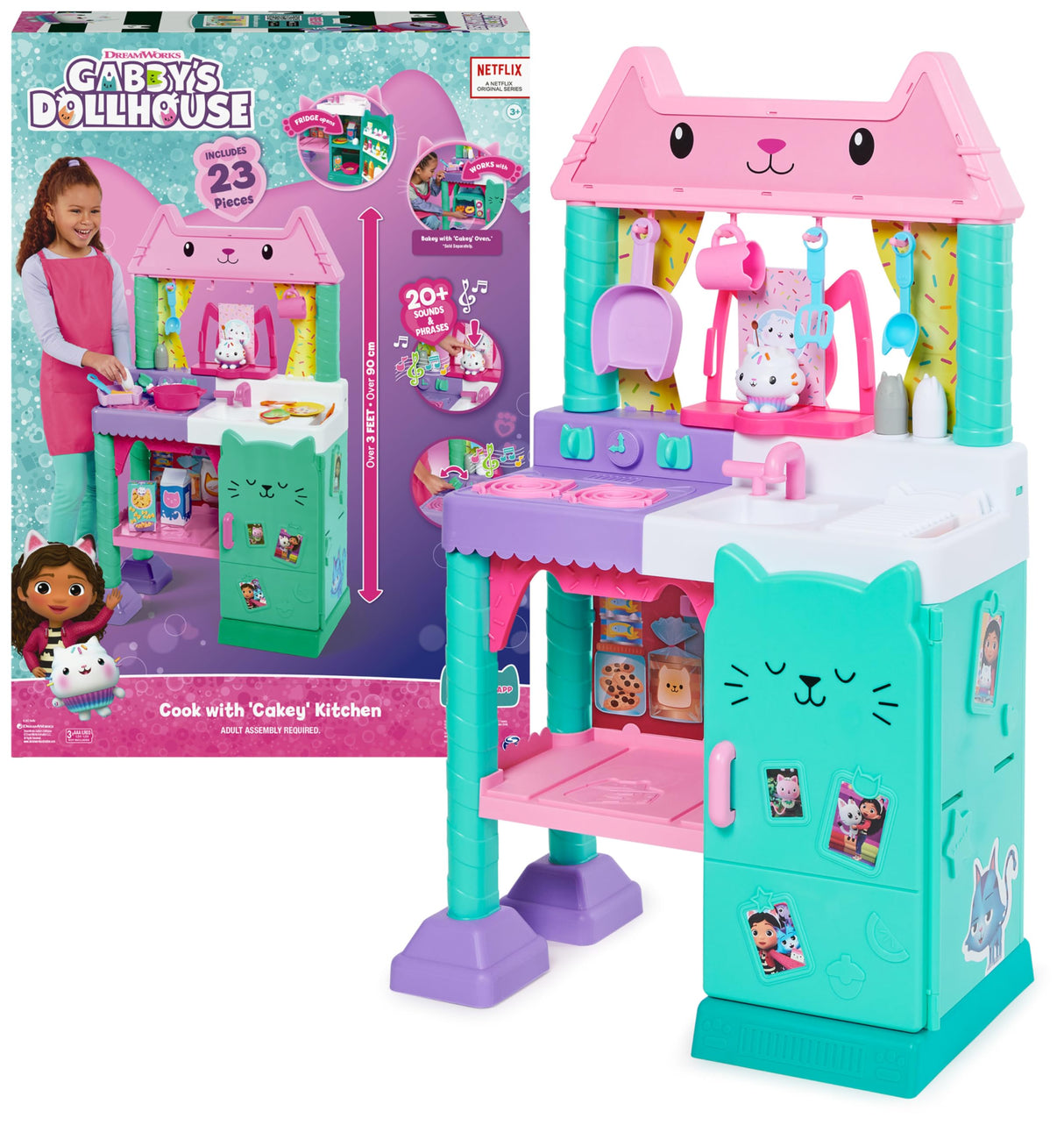 Gabby's Dollhouse Cakey GDH Purrfect Dollhouse + RLP Kitchen, Color Cocina para Juegos de rol, Medium (Spin Master 6069148)
