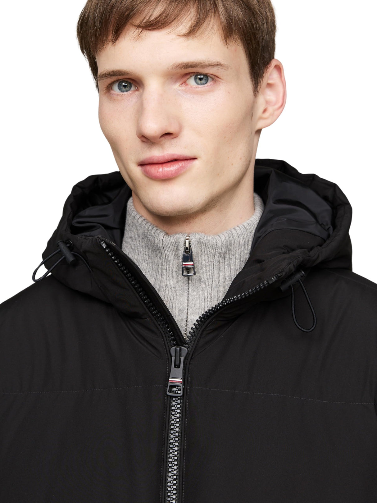 Tommy Hilfiger Abrigo de Plumas Hombre Down Parka con Capucha, Negro (Black), L