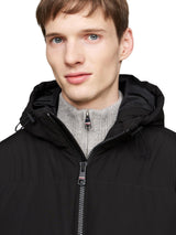 Tommy Hilfiger Abrigo de Plumas Hombre Down Parka con Capucha, Negro (Black), L